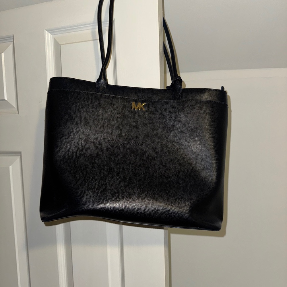 Black Tote Bag with Gold MK Logo